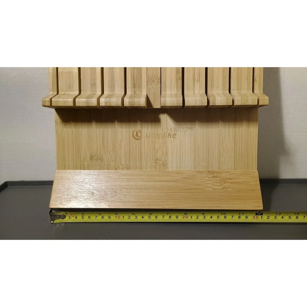 Utoplike Bamboo In-Drawer Knife Block Organizer Natural Wood Excellent Condition